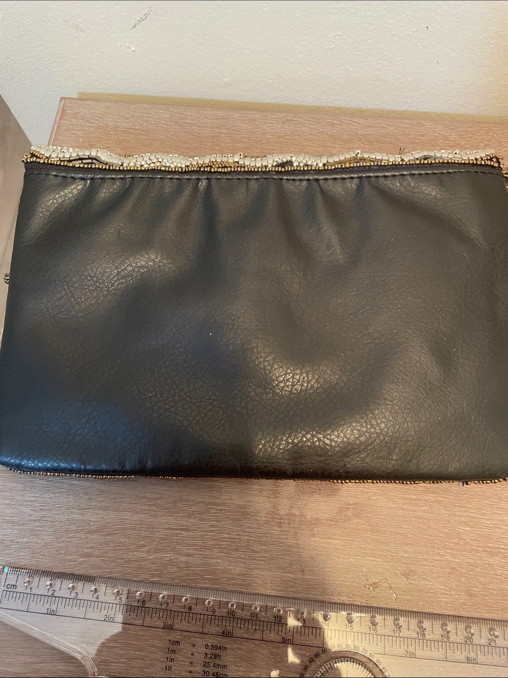 Source Unknown Black & Gold Beaded Chevron Foldover Clutch - Picture 4 of 8